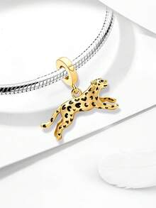 1pc 925 Sterling Silver Crouching Cheetah Charm, Suitable For Women Bracelet/Bangle DIY Jewelry Making, Exquisite Jewelry & Daily Accessory Decoration - Beads - View 5