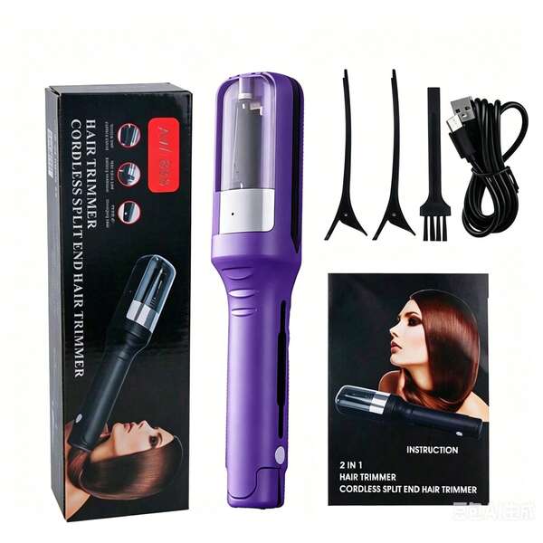 MORE BEAUTY Recortadora de cabello inalámbrica, Recortadora de puntas abiertas para mujeres, Recortadora inalámbrica automática de puntas abiertas, Recargable por USB y portátil, Para el cuidado del cabello dañado, Elimina el cabello partido y roto, Regalo ideal para mujeres, Herramienta diaria para el peinado