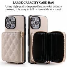 1 buah Dompet/Sarung Ponsel Minimalis Abu-abu Muda Berbahan Quilted untuk Selempang, Kompatibel dengan Apple 17 16 16e 15 14 Plus 13 12 11 Pro Max - Abu-abu 010 - View 3