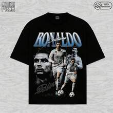 FIFA-Collection Cristiano Ronaldo T-Shirt - Vintage Ronaldo Signature Bootleg Shirt, Unisex Heavyweight Oversized Soccer Graphic T-Shirt, Premium Gift - 黑色 - 查看 6