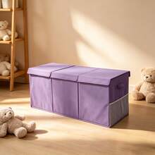 3-Grid Extra-Large Children's Toy Box, Storage Box, Foldable And Sturdy Storage And Organizing Box With Mesh Pockets, Size 40 Inches *14 Inches *16 Inches, Storage Basket, Grey/Pink/Purple, Holiday Gift, Suitable For 16 Scenarios - 查看 3
