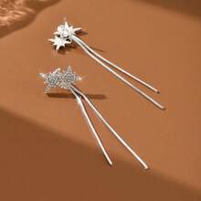 1 Pair Fashionable Long Water Drop Rhinestone Earrings Suitable For Women's Daily Wear - Silver - View 3