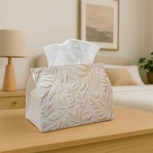 1pc Multifunctional Tissue Box, With Textured Ivory Embossed Surface Design - Durable Polyester Storage Organizer, Suitable For Christmas Home Decor, Living Room, Bedroom, Kitchen, Home Decoration, Party Supplies - Multicolor - View 8