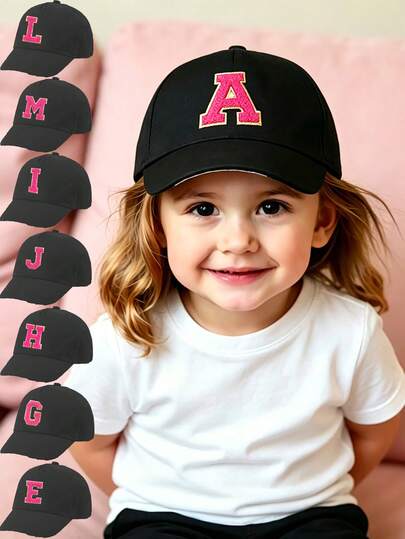 1 Pc Kids Black Baseball Cap , Sun Protection Adjustable Hat For Spring & Summer, Ideal For Hiking, Camping, Family Trips, Fits Ages 1-3Y