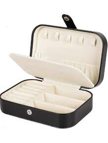 1pc Large Capacity Travel Jewelry Box, High-Quality PU Leather Jewelry Box, Multi-Functional Double Layer Jewelry Storage Box, Travel Storage Accessories, Suitable For Storing Rings, Necklaces, Pendants, Earrings, Holiday Gift, Women's Gift. - Multicolor - View 10