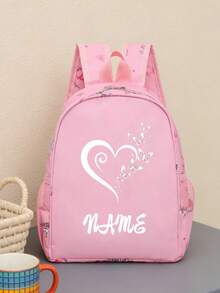 1pc Personalized Back To School Backpack, Casual Cute Butterfly Heart Print, Zipper Closure Nylon Material, Adjustable Shoulder Straps, Hand-Carryable, Suitable For School, Commuting, Shopping, Daily Use. Birthday Gift. - Multicolor - View 15