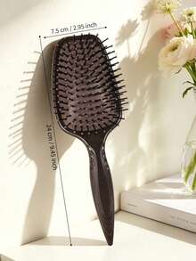 1pc/Set Retro Dark Brown Air Cushion Large Paddle Brush, Air Cushion Massage Detangling Comb For Long And Curly Hair, Universal Home Hair Styling Brush For Scalp Care, Volumizing And Daily Hair Care For Men And Women - Brown - View 2