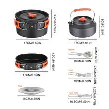 2-3 Person Portable Camping Cookware Set, Nesting Outdoor Cooking Kit With Pot, Kettle And Plates, Lightweight Compact Camping Gear For Hiking, Picnic, Backpacking And Outdoor Survival - Black - View 10