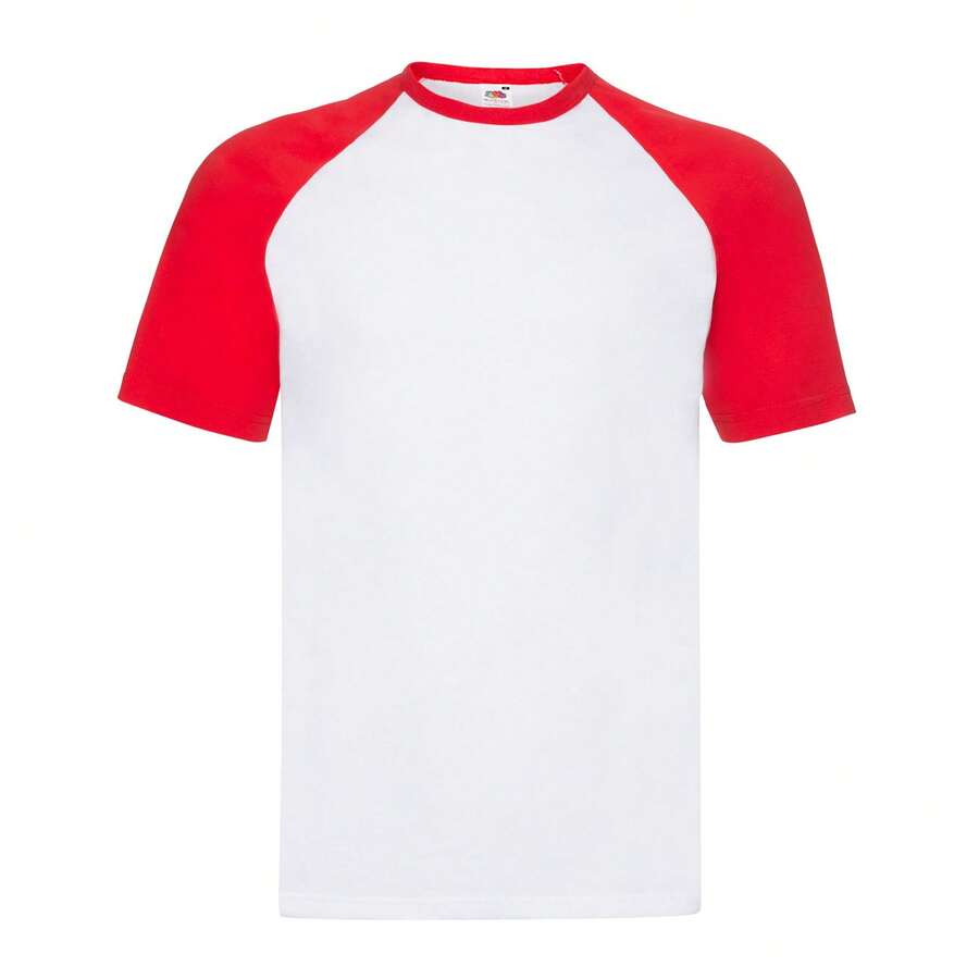 Fruit Of The Loom Unisex Adult Contrast Baseball T-Shirt - White/Red - View 1