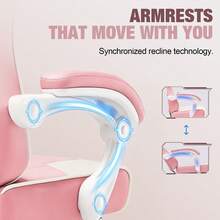 Gaming Chair For Adults Computer Chairs With Footrest Headrest And Lumbar Support Ergonomic Height Adjustable Reclining PC Chair - Pink - View 7