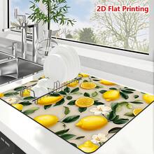 1/10pcs Lemon Leaves Kitchen Countertop Drip Mat, Coffee Machine Mat With Strong Water Absorption, Heat Insulation And Anti-Slip Silicone Drying Mat For Coffee Maker, Espresso Machine, Bar Restaurant Mat, Pet Mat, Tableware Mat - Mint Green - View 2