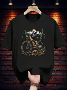 200G 100%Printed Short Sleeve T Shirt,Fashionable Casual Summer Clothing - 黑色 - 查看 1