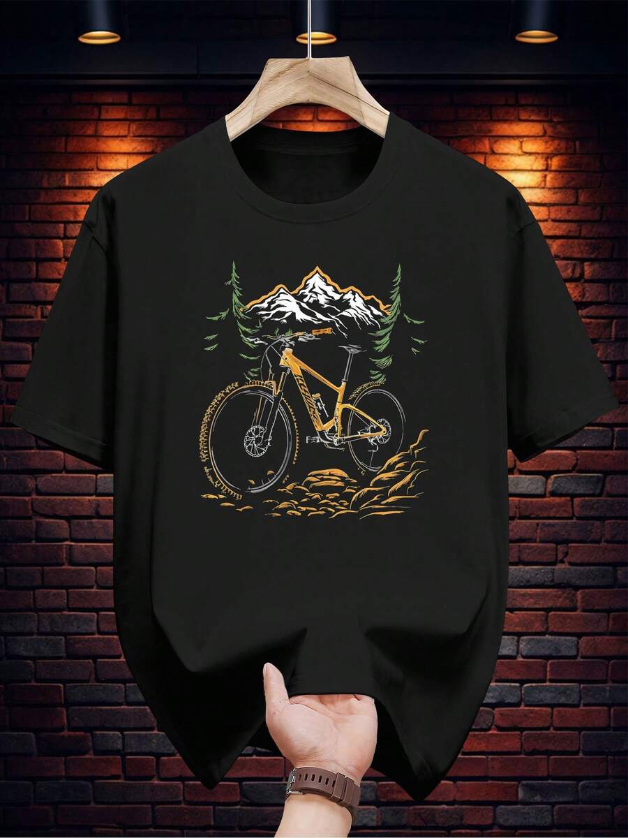 200G 100%Printed Short Sleeve T Shirt,Fashionable Casual Summer Clothing - 黑色 - 查看 1