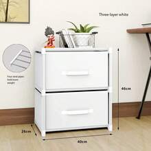 2 Drawer Stackable Plastic Storage Cabinet With Steel Support, Snap Assembly Nightstand Dresser Drawer Organizer, Portable Closet Storage Chest For Clothes, Toys, Bedroom Sundries - Multicolor - View 13