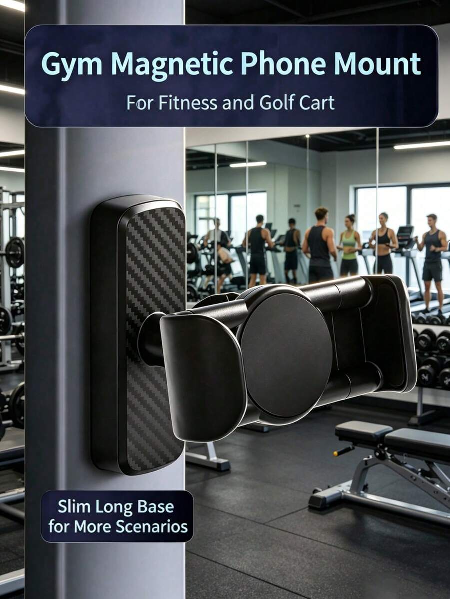 Equipped With 8 Powerful Magnets For Stable And Non-Wobbling Support, Compatible With 4-7 Inch Smartphones, Suitable For Gym Equipment, Golf Carts, Refrigerators, Offices And Other Scenes,Bedroom Room Decor,Back To School - Black - View 1