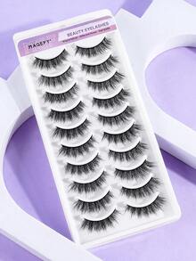 MAANGE 10 Pairs CC Curl Natural Cartoon Faux Mink Strip False Eyelashes, Dramatic Anime Cat Eye Lashes, Sexy Eyelash Extensions, Soft Natural Look, Suitable For Travel, Work, Party, Exquisite Gift For Women - Multicolor - View 3
