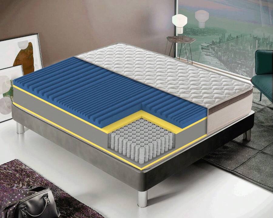 MATERASSIEDOGHE Independent Spring Mattress – 800 Springs – Removable Cover – 27 Cm Thickness – 6 Cm Adaptive Memory Foam – 7 Differentiated Support Zones – Orthopedic And Non-Deformable - White - View 1