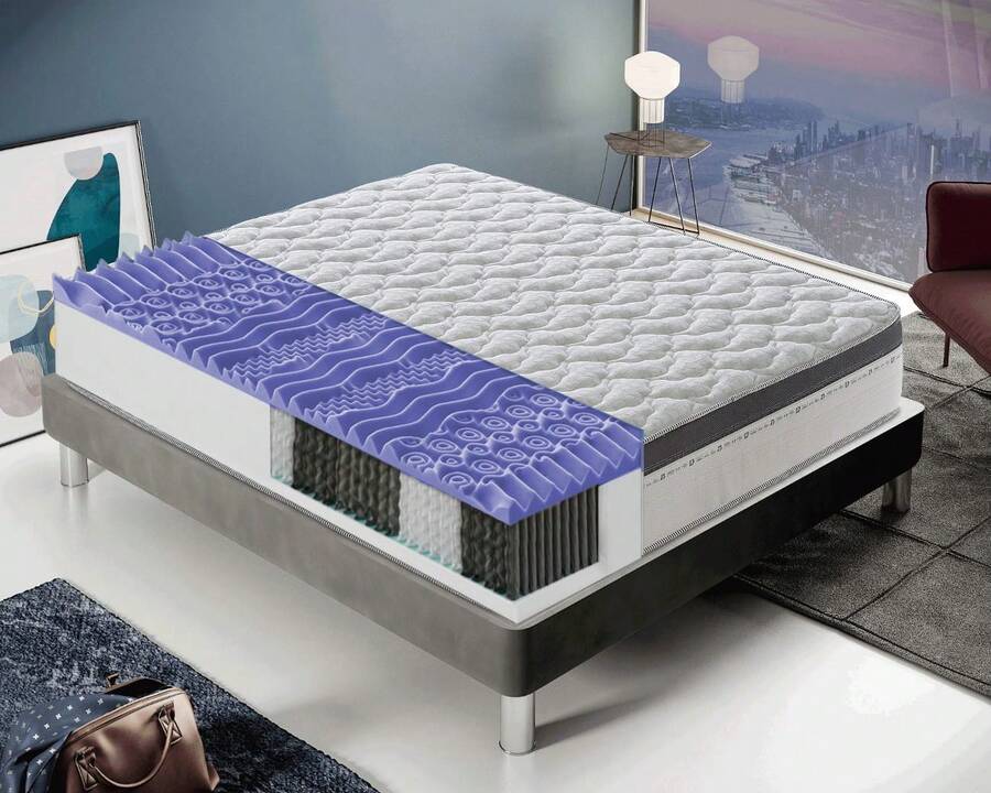 MATERASSIEDOGHE Independent Spring Mattress – 800 Springs – 27 Cm Thickness – 6 Cm Adaptive Memory Foam – 7 Differentiated Support Zones – Orthopedic And Non-Deformable - White - View 1