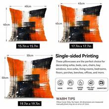 4pcs/1pc Orange & Black Ink Splatter Abstract Art Pattern Pillowcase Without Insert, Single-Sided Printed Pillowcase, Suitable For Living Room Bedroom Home Decor, All Seasons Pillowcase - Multicolor - View 3