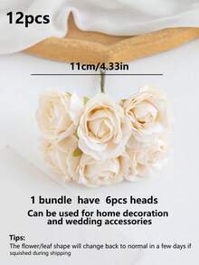 1pc Artificial Mini Rose Bud Letter DIY Wreath Material, Candy Box Accessory, Home Wedding Decoration, Bridal Wrist Flower Corsage Headpiece Material, Valentine's Day New Year Decoration, Birthday Party Cake Accessory - Champagne - View 6