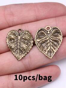 10pcs 26x21mm Leaf Charms Pendant For DIY Jewelry Making Necklace Keychain Phone Chain Bracelet Making Accessories Handmade Craft Making Findings - Leaves - View 3