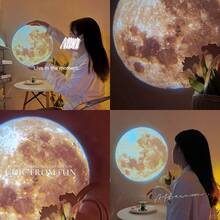 Planet Moon Projector, USB Plug-In, 360° Rotating Decorative Light, Cute Atmosphere Creator, Portable LED Projector With USB Plug For Wall And Ceiling Decoration, LED Starry Sky Atmosphere Light - Black - View 8