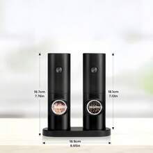 1/2pcs Electric Grinder, Battery Powered, Easy To Operate. Automatic Pepper And Sea Salt Grinder, Kitchen Utensils, Food Grinder, Suitable For Kitchen/Restaurant Food Seasoning, Holiday Gifts. (Without Battery) - Black - View 3