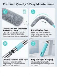 Extendable Dusting Mop, Microfiber Dusting Cloth For Under Bed Cleaning, Sofa Crevice Wiping, Extendable Mop For Floor Cleaning, Home Cleaning Supplies, School Seasonal Cleaning Tools - Ultra-thin Mop Cloth - View 9