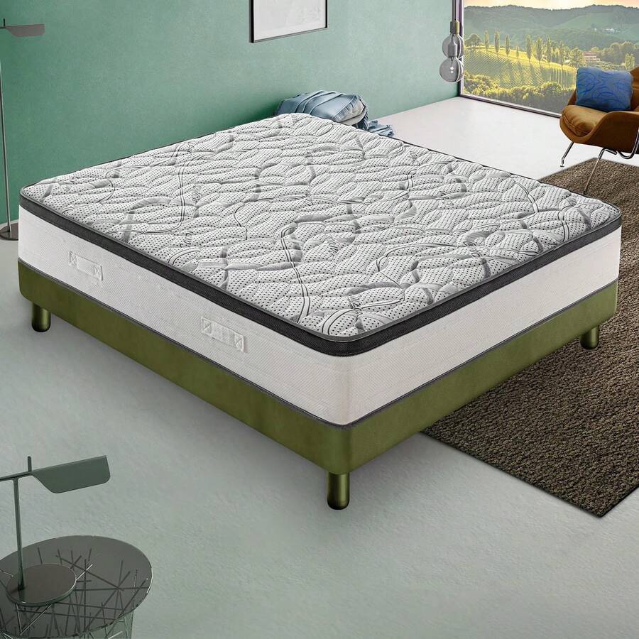 MATERASSIEDOGHE Memory Foam Mattress, 30 Cm Thick, With Differentiated Support Zones, Orthopedic And Non-Deformable, RELAXING CARBON Covering - White - View 1
