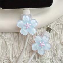 2pcs Cherry Blossom Phone Charging Cable Protector, Data Cable Protection Set (Battery Not Included), Perfect Gift For Birthday, Wedding, Valentine's Day, Back To School, Halloween - Cute Little Gift For Your Loved One - Multicolor - View 8