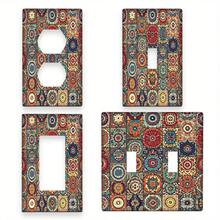 Bohemian Style Magnetic Self-Adhesive Light Switch Cover - Home, Kitchen And Bathroom Decorative Wall Panel, 1 Set/2 Sets Option, 2D Flat Print Fits Single/Double Toggle, Outlet, Decor Switch, Rectangular/Round, No Battery Required, Wall Decor, Wireless, Suitable For Standard Switches, Light Switch Cover Decoration, Wall Decoration Bathroom/Bedroom/Living Room/Kitchen Universal With Screw Accessories - one-size - View 9