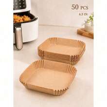 Disposable Air Fryer Paper Liners: 9 In Large Square Non Stick Parchment, Air Fryer Basket Liner For 8Qt - 12Qt Airfryer - Square Brown - View 9