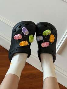 8件組 DIY 時尚可愛趣味 3D 多巴胺配色仿真多色度假風創意洞洞鞋裝飾配件 DIY 配件 - 黃色 - 查看 5