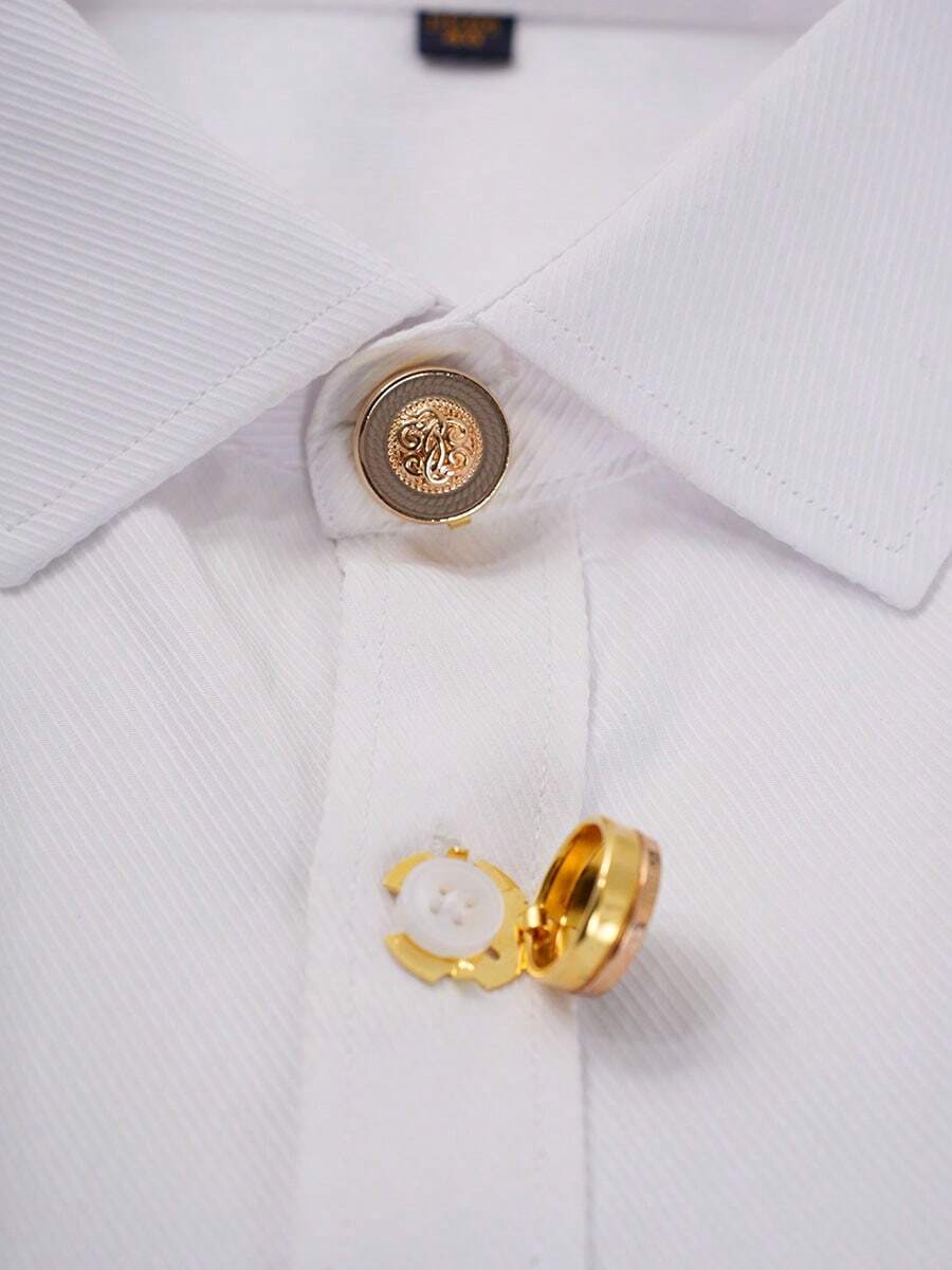 1/2件中性袖扣,時尚服飾配件襯衫鈕扣蓋夾,免縫鈕扣盒,婚禮服飾配件 - A - 查看 1