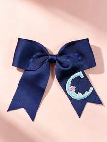 1個青少年個性化刺繡字母 26A-Z 海軍藍克羅地髮夾髮飾，蝴蝶結髮夾，適合派對和節日 - 彩色 - 查看 14