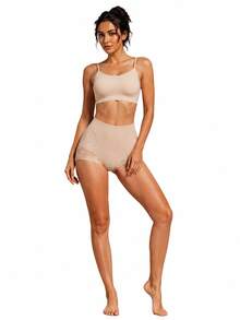 Women's High Waist Lace Sexy Slimming Tummy Control Shapewear Pants, Seamless Thin Waist Shaping Leggings - Apricot - View 7