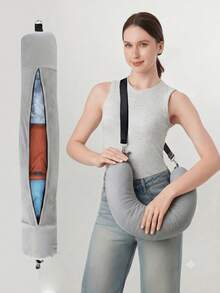 Adjustable U-Shaped Travel Pillow, Portable With Zipper Storage Bag And Shoulder Strap, Suitable For Car, Train, Office, Airplane, Ideal For Long Flights, Business Trips, Commuting, Vacation, Home Rest And Sleep Aid. Multiple Colors Available, Comfortable And Practical Travel Accessory Gift, Perfect For Mother's Day, Father's Day, Graduation Season And Travel Season. - Multicolor - View 5