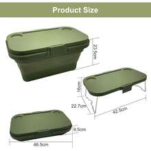 Cesta de picnic plegable, cesta de camping plegable de gran capacidad, incluye mesa y organizador para el coche, se puede usar con una cubitera, ideal para acampar, guardar cosas en el coche, organizar el hogar, etc. Color verde oscuro. - verde oscuro - Ver 2