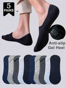 1/5/10 Pairs (Random Delivery) Men's Plus Size Non-Slip Invisible Loafer Socks, Suitable For Daily Life Or Sports - Multicolor - View 11