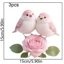 1/3pcs Cute Pink Lovebird And Rose Glass Sticker, Removable PVC Sticker, Suitable For Bathroom Mirrors, Bedrooms, Windows, And Home Decoration. - Multicolor - View 12
