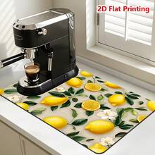1/10pcs Lemon Leaves Kitchen Countertop Drip Mat, Coffee Machine Mat With Strong Water Absorption, Heat Insulation And Anti-Slip Silicone Drying Mat For Coffee Maker, Espresso Machine, Bar Restaurant Mat, Pet Mat, Tableware Mat - Mint Green - View 7