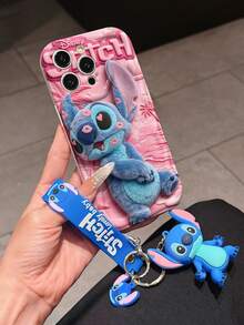 Disney Lilo And Stitch Phone Case : 3D Fluffy Pattern Border Protector Phone Soft Phone Case With A Free Cute Stitch Bracelet Chain Lanyard, Stitch, Lilo, Angel, For Apple 17 Promax 17 Pro 16 15 14 13 12 11 Pro Max XS Max X XR Soft Cover Summer Phone Case - 白色 - 查看 3