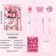 Cute Butterfly Stationery Set, Multi-Functional Stationery Gift Set Including Notebook, Stickers, 10-Color Gel Pens, Back To School, Graduation Gift, Academic Incentive Cute School Supplies - Suit - View 5
