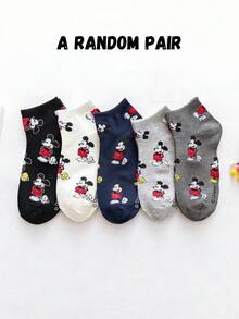 5/1 Pair Disney Socks Unisex Low-Cut Boat Socks, Summer Cartoon Short Socks, Classic Disney Socks Cartoon Image Fun Socks, Comfortable Breathable Fashion Socks. Breathable Moisture-Wicking, Casual, Multi-Functional, Fashionable Cartoon Pattern Boat Socks, Suitable For Students, Adults, Gifts And Daily Use. - Multicolor - View 14