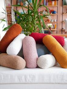 Teddy Curly Pillow, Bouclé Pillowcase, Includes Inner Filling - Camel - View 3