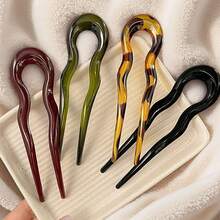 1/4pcs Vintage U-Shaped Wavy Pattern Anti-Slip Hair Clips - Suitable For Thick & Thin Hair, Retro Hair Accessories For Braids, Ponytails, Buns And Updo Hairstyles - Multicolor - View 2