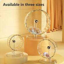 1pc Transparent Hamster Wheel With Stand, Silent Running Design, Detachable And Easy To Clean, Small Pet Activity Toy, Hamster Cage Accessory, Suitable For Hamsters, Gerbils And Mice, 3 Sizes Available, 2pcs Wheel A + Stand/1set - Multicolor - View 3