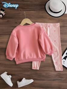 [Resmi] Set Baju Sweatshirt Lengan Panjang dan Celana Motif Hati Mickey Mouse Disney untuk Bayi Perempuan, Bayi Baru Lahir, Musim Gugur/Dingin, dengan Motif Kartun Minnie Mouse yang Lucu, Sedikit Elastis, Cocok untuk Pemakaian Sehari-hari, Hadiah yang Bagus - Berwarna merah muda - View 3
