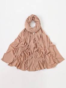 1pc Premium Knitted Ribbed Hijab Scarf For Women, Striped & Solid Color Headwear, Soft Breathable Shawl For Daily Dress - Plain-colored, Smooth-surfaced, Threaded Long Towel - View 26