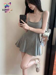 Women Short Dresses - Grey - View 7